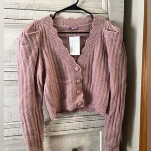 NWT puff sleeve cardigan sweater